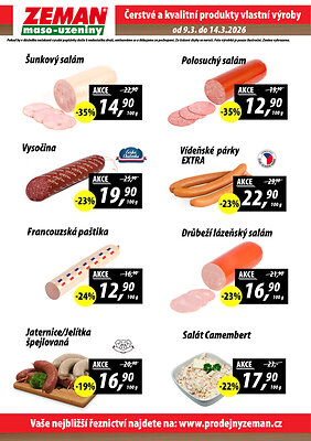 akční leták ZEMAN maso - uzeniny 9.3.2026-14.3.2026