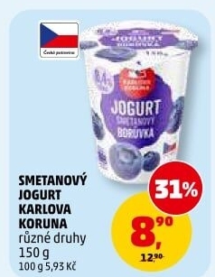 Jogurt smetanový ochucený Karlova Koruna