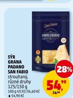 Sýr strouhaný Grana Padano San Fabio