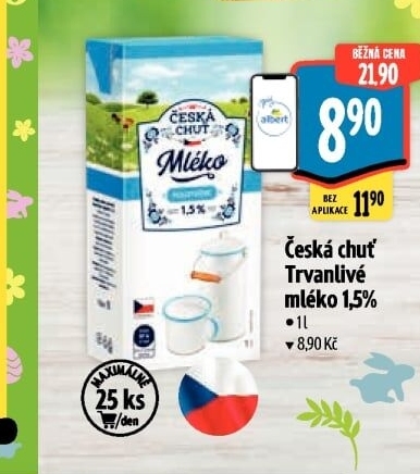 Mléko trvanlivé Česká chuť - 1,5% polotučné