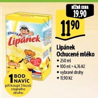 Nápoj mléko ochucené Lipánek Madeta