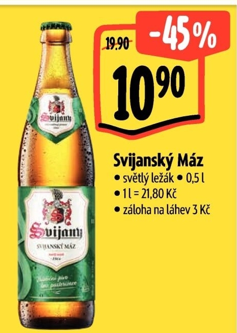 Pivo světlý ležák 11° Svijanský Máz Svijany