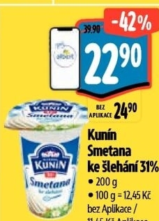 Smetana ke šlehání Mlékárna Kunín 31%