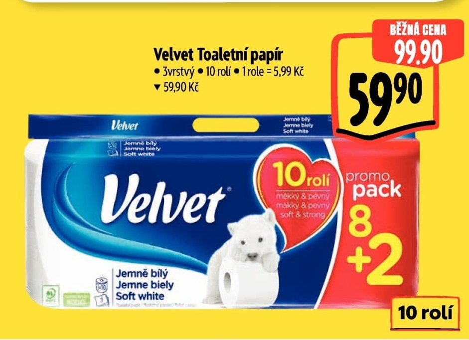 Toaletní papír 3vrstvý Velvet