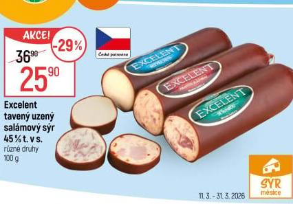 Sýr tavený salámový uzený 45% Excelent