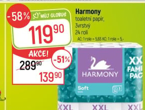 Toaletní papír 3vrstvý Harmony