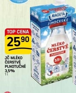 Mléko čerstvé lahodné Jihočeské Madeta - 3,5% plnotučné
