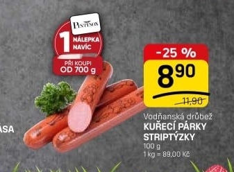 Párky kuřecí striptýzky Vodňanské kuře