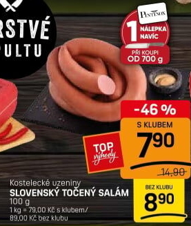 Salám slovenský točený Kostelecké uzeniny