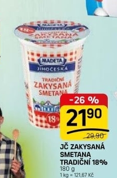 Smetana zakysaná Jihočeská Madeta 18%