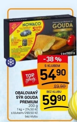 Sýr Gouda Premium obalovaná mražená Nowaco