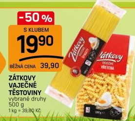 Těstoviny vaječné Zátkovy