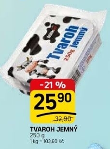 Tvaroh jemný Milkin