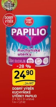 Utěrky kuchyňské 3vrstvé Papilio Dobrý Výběr
