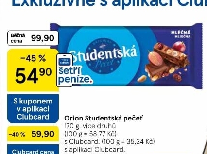 Čokoláda Studentská pečeť Orion