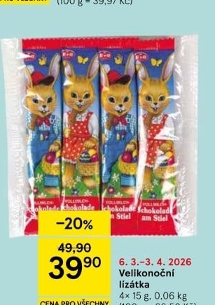 Čokoládové lízátko E + G