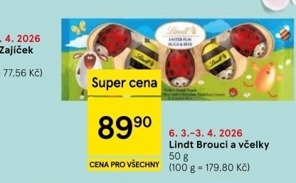 Čokoládové včelky a broučci Lindt