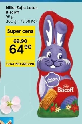 Čokoládový zajíc Lotus Biscof Milka
