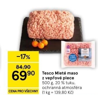 Maso mleté vepřové z plece Tesco