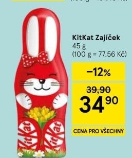 Čokoládový zajíc Kit Kat
