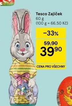 Čokoládový zajíc Tesco