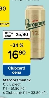 Pivo světlý ležák 12° Staropramen