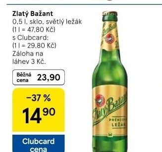Pivo světlý ležák 12° Zlatý Bažant