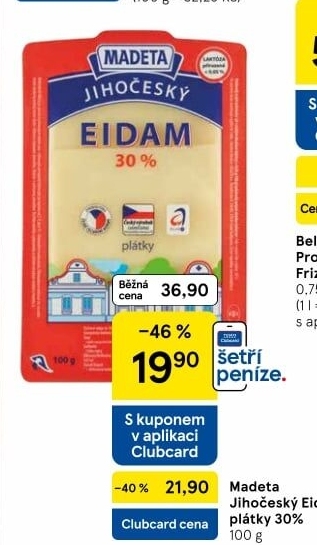 Sýr Eidam Jihočeský 30% Madeta