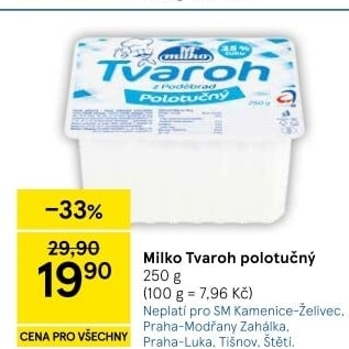 Tvaroh polotučný z Poděbrad Milko