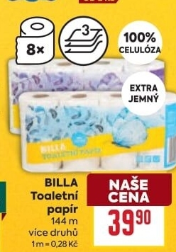 Toaletní papír 3vrstvý Billa