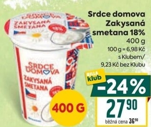 Zakysaná smetana 18% Srdce Domova