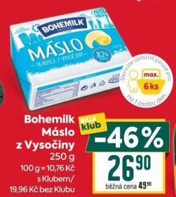 Máslo Opočenské Bohemilk