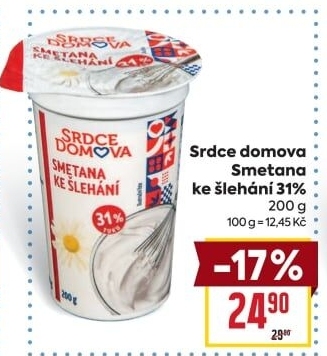 Smetana ke šlehání 31% Srdce domova