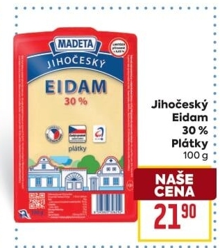 Sýr Eidam Jihočeský 30% Madeta