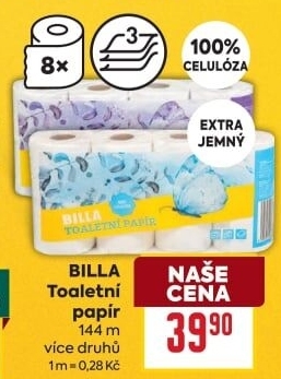 Toaletní papír 3vrstvý Billa