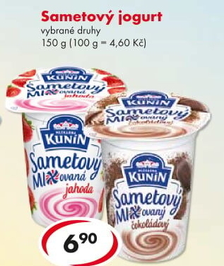 Ochucený jogurt sametový Mlékárna Kunín