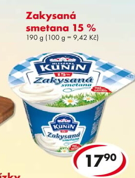 Zakysaná smetana Mlékárna Kunín 15%