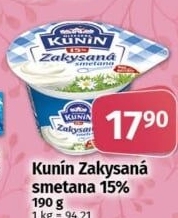 Zakysaná smetana Mlékárna Kunín 15%