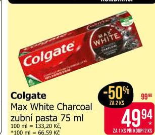 Pasta na zuby Max White Charcoal Colgate