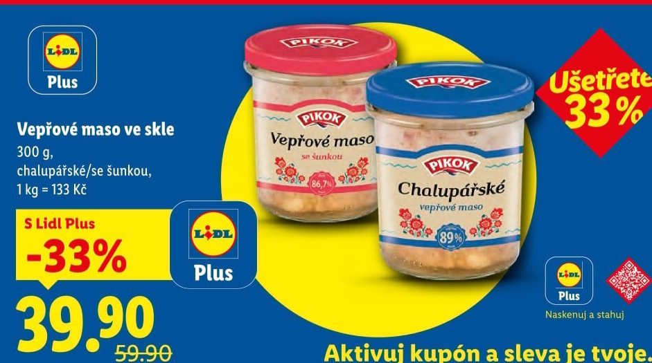Chalupářské vepřové maso ve sklenici Pikok