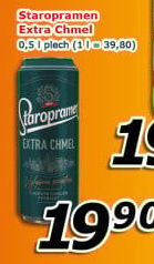 Pivo světlý ležák Extra chmel Staropramen