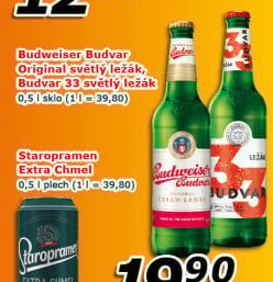 Pivo světlý ležák Original Budweiser Budvar