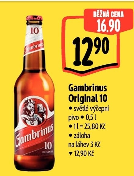 Pivo světlé výčepní Originál 10° Gambrinus