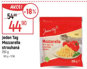 Sýr Mozzarella strouhaná Jeden Tag