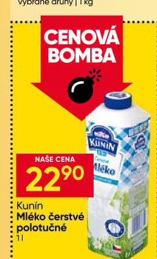 Mléko čerstvé Mlékárna Kunín - 1,5% polotučné