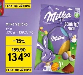 Čokoládové vajíčko Shell Milka