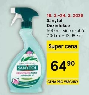 Dezinfekční čističe ve spreji Sanytol