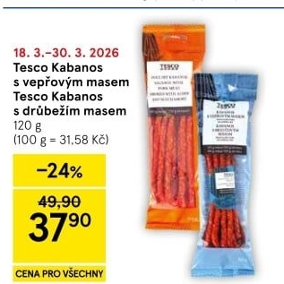 Kabanos s vepřovým masem Tesco