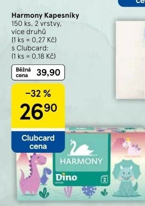 Kapesníčky papírové 2vrstvé Harmony - box