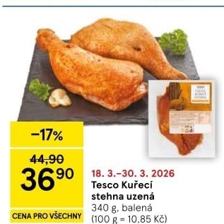 Kuřecí stehna uzená Tesco